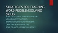 INTEGRATING MATH AND LANGUAGE ARTS FOR WORD PROBLEMS