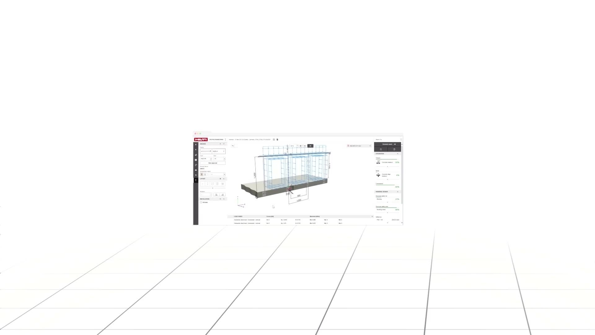 Leer hoe Hilti PROFIS Engineering Suite naadloos in interface werkt met structurele berekeningssoftware van derden, zoals Dlubal. Een tabblad Favorieten en een knop Ongedaan maken zorgen voor snelle ankerberekeningen en maximaliseren uw productiviteit.