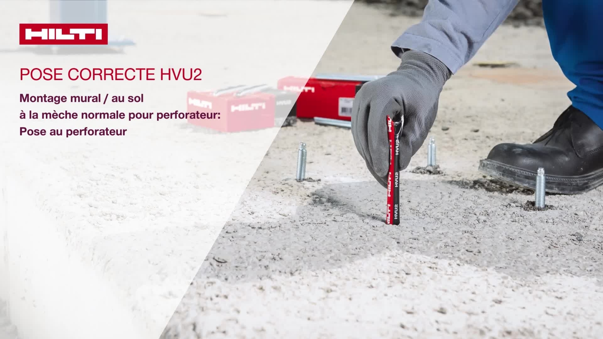 HVU2 Boden-/Wandmontage mit Hohlbohrer (TE-CD, TE-YD): Setzen mit Bohrschrauber