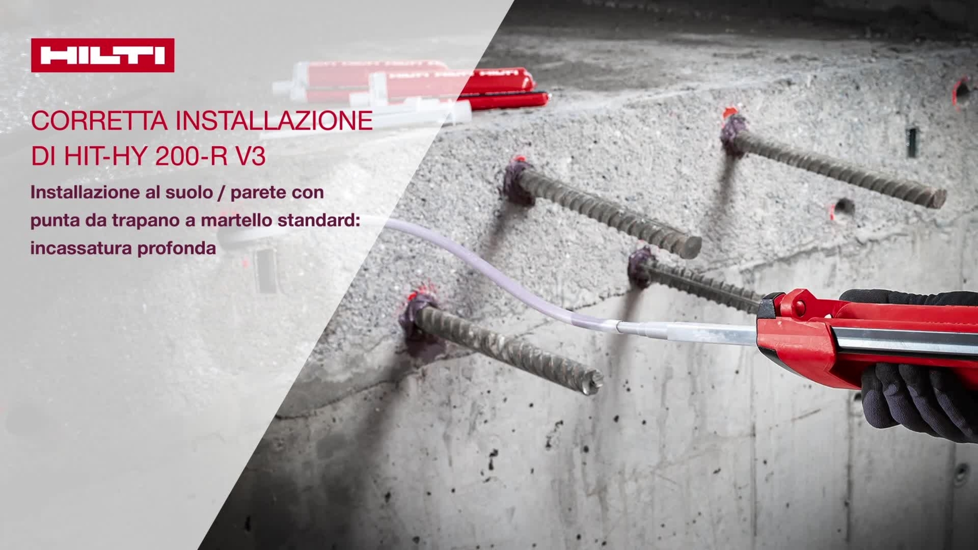 Tutoriel sur les instructions d'installation de HY200-R&nbsp;V3 dans une grande profondeur d'ancrage avec une perceuse à percussion.