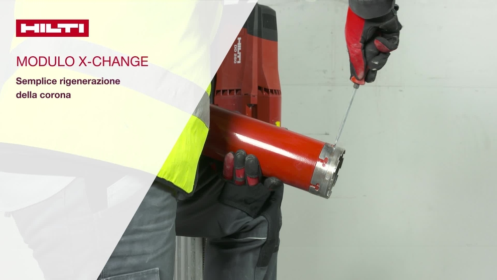 Lehr-/Anleitungsvideo: Einfache eigenhändige Neubestückung einer Bohrkrone mit dem X-Change Modul, Italienisch