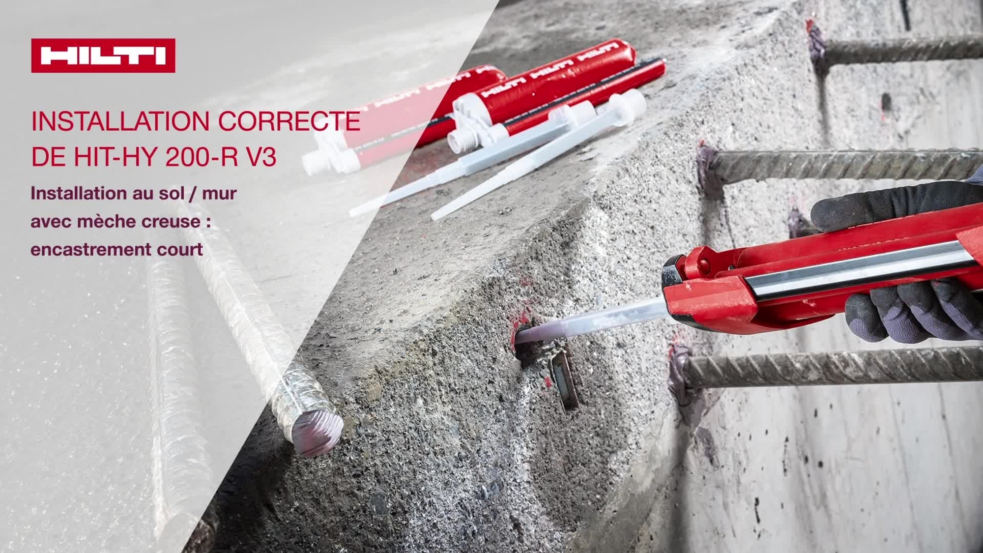 Tutoriel sur les instructions d'installation de HY200-R&nbsp;V3 dans une faible profondeur d'ancrage avec une mèche creuse.