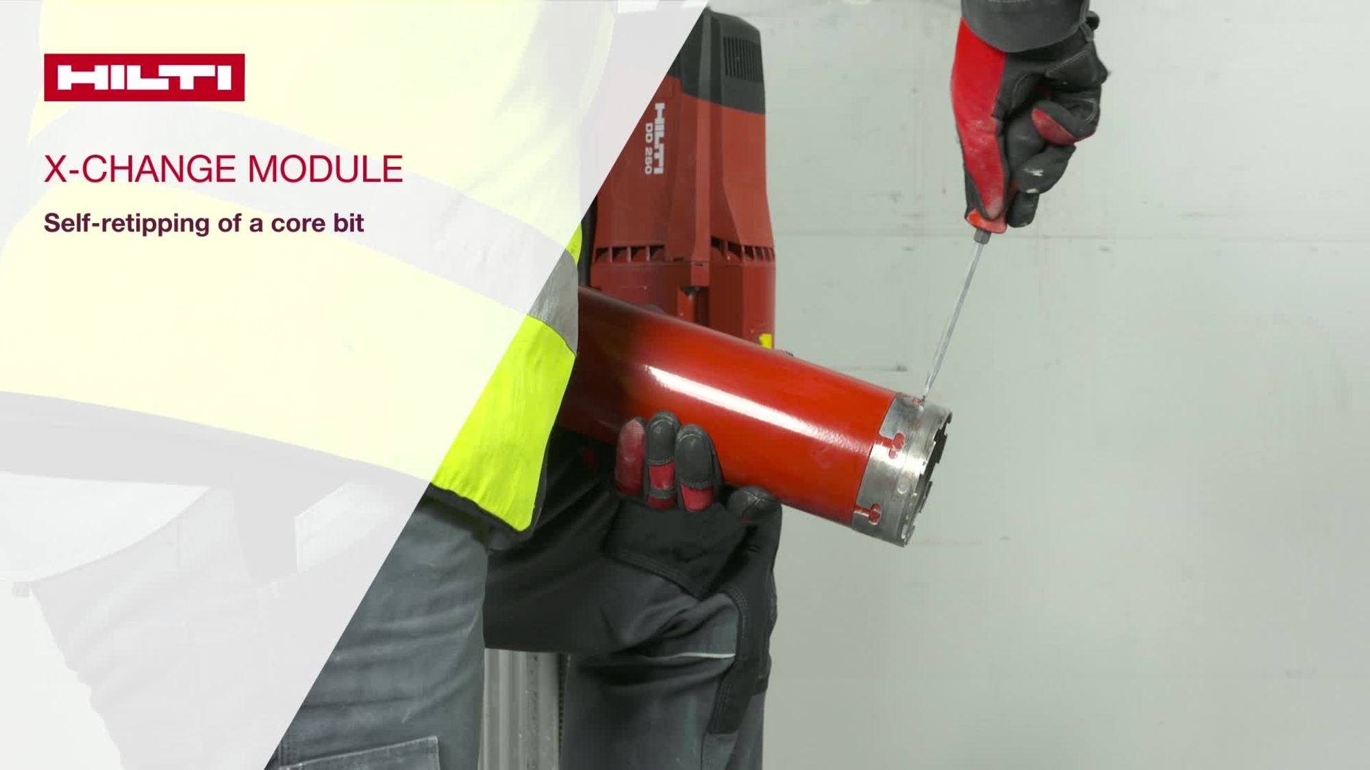 How-to tutorial video: how to easily self retip a core bit with an X-Change module, English