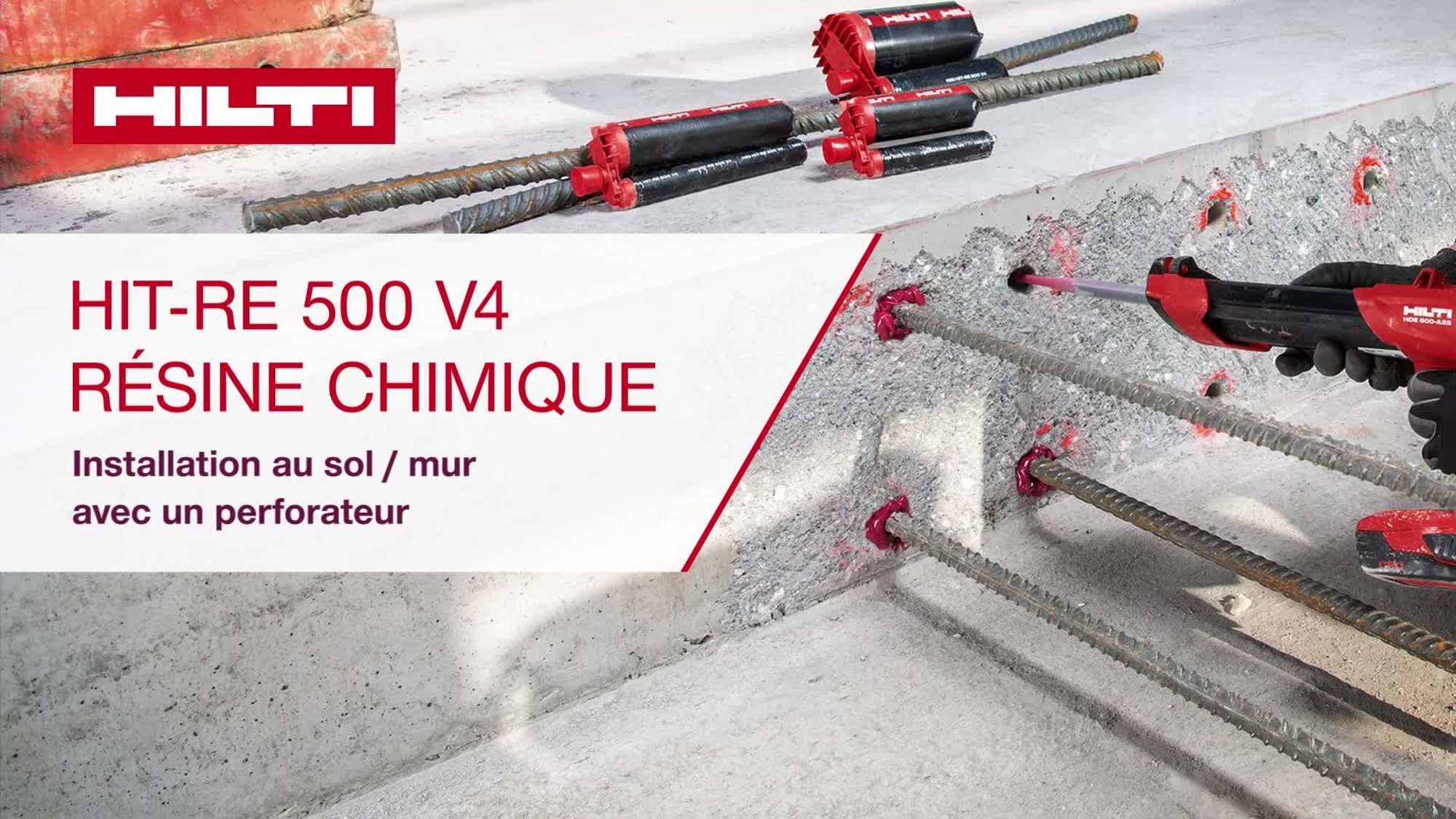 Installatie op vloer/muur RE 500 V4 met hamerboor.