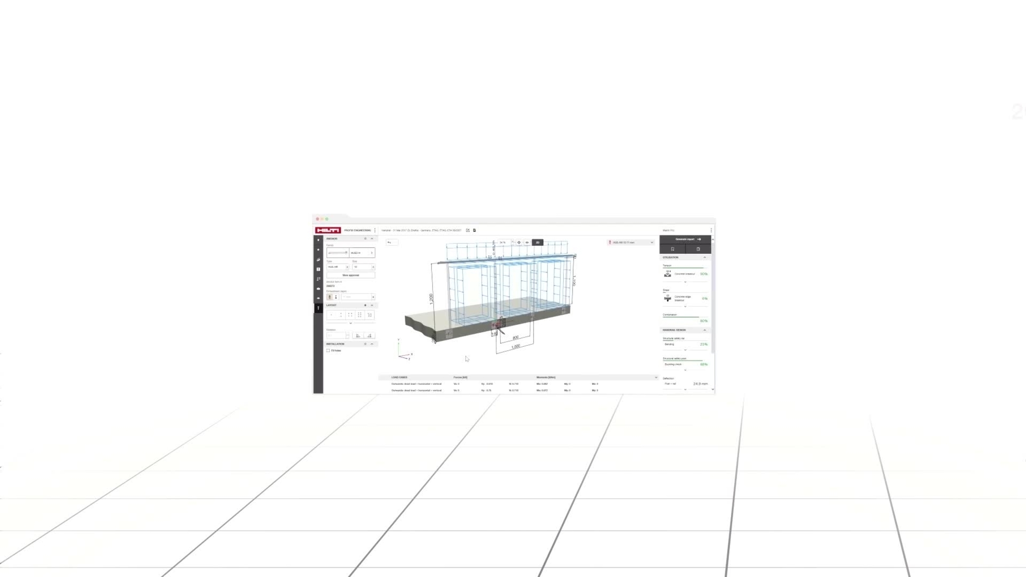 Leer hoe Hilti PROFIS Engineering Suite naadloos in interface werkt met structurele berekeningssoftware van derden, zoals Dlubal. Een tabblad Favorieten en een knop Ongedaan maken zorgen voor snelle ankerberekeningen en maximaliseren uw productiviteit.
