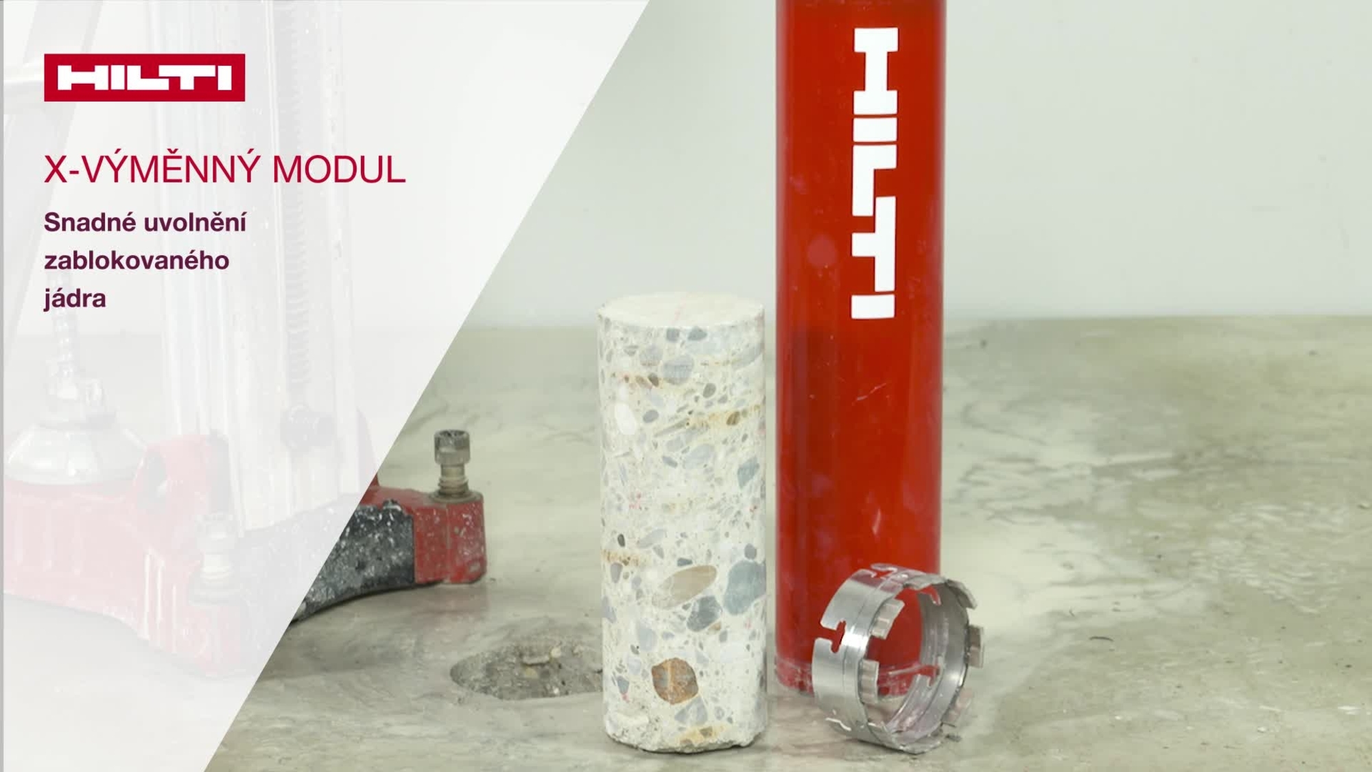 Video návod: jak snadno uvolnit zaseknuté jádro z&nbsp;vrtací korunky díky X-výměnnému modulu, česky