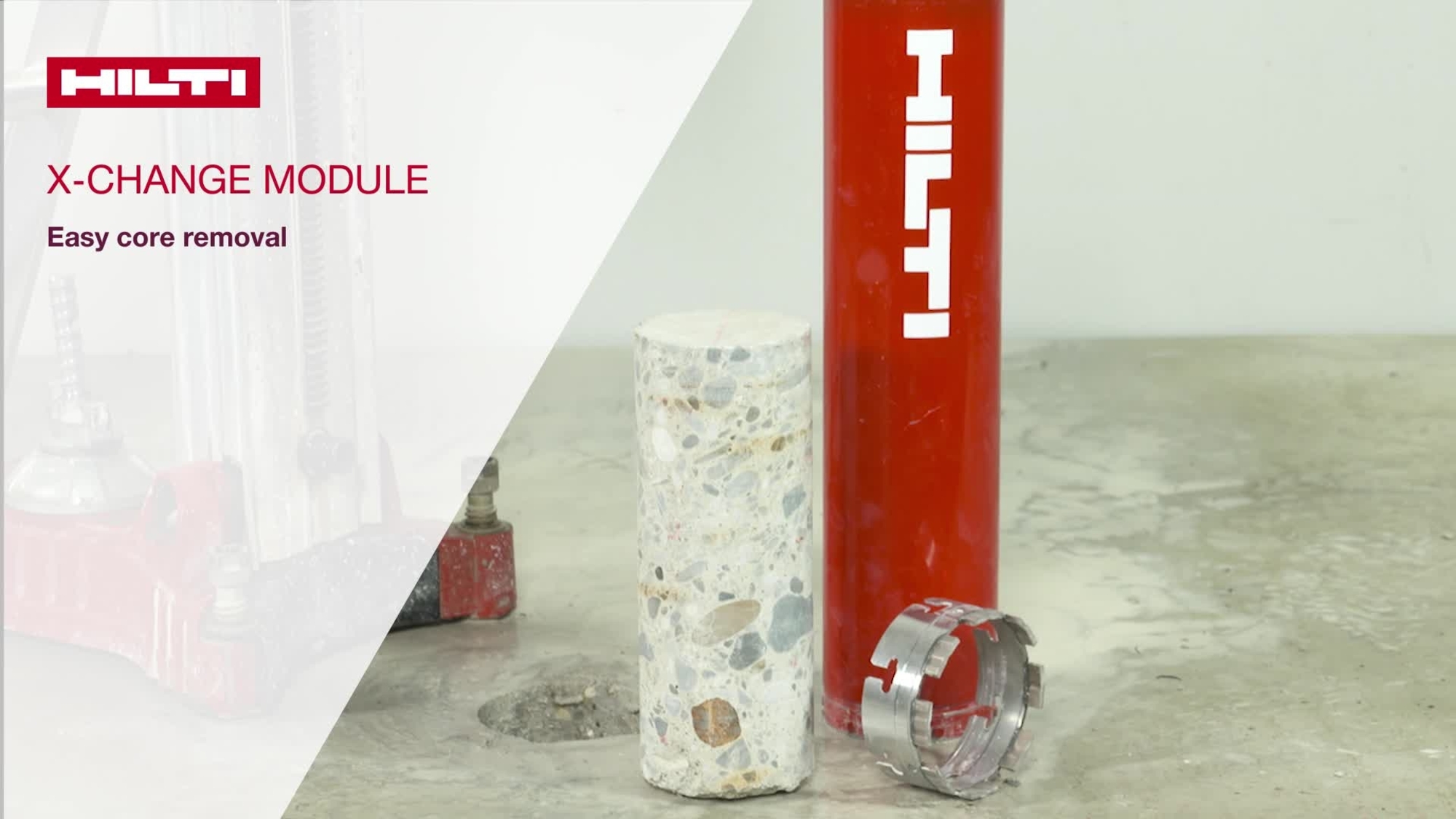 How-to tutorial video: how to easily remove a stuck core from the core bit with an X-Change module, English