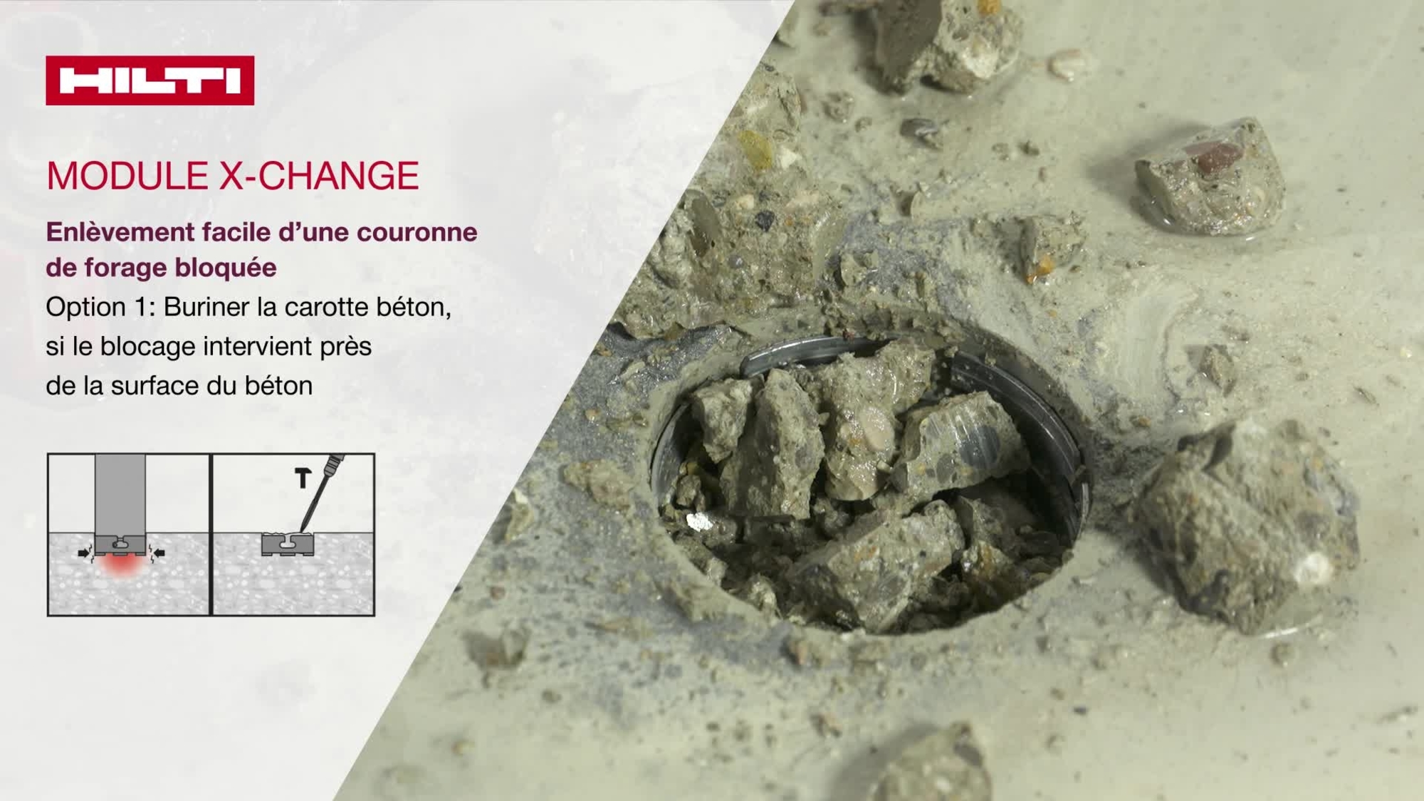 Tutoriel vidéo : comment libérer facilement votre couronne de carottage si elle est collée peu profonde, avec un module X-Change, français