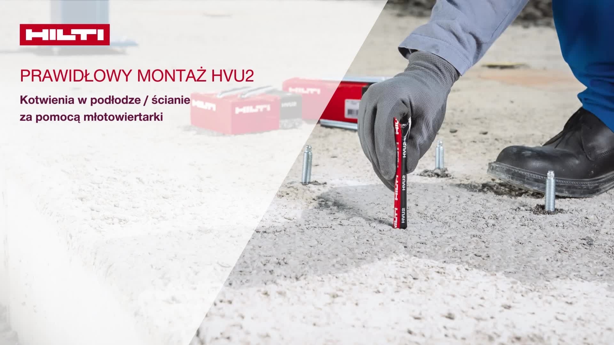 Instalowanie HVU2 w podłodze / ścianie, przy użyciu wiertła rurowego (TE-CD, TE-YD): osadzanie przy użyciu wkrętarko-wiertarki