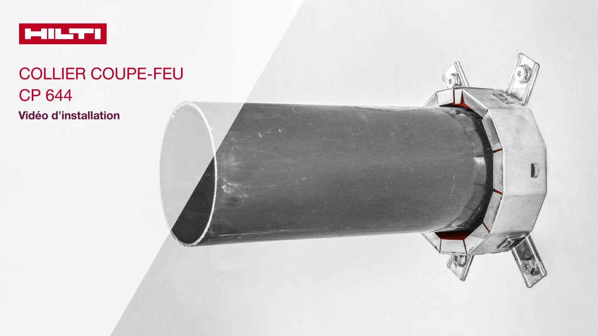 Il video mostra come installare correttamente i collari antifuoco Hilti CP 644 in conformità alle normative DIN. 