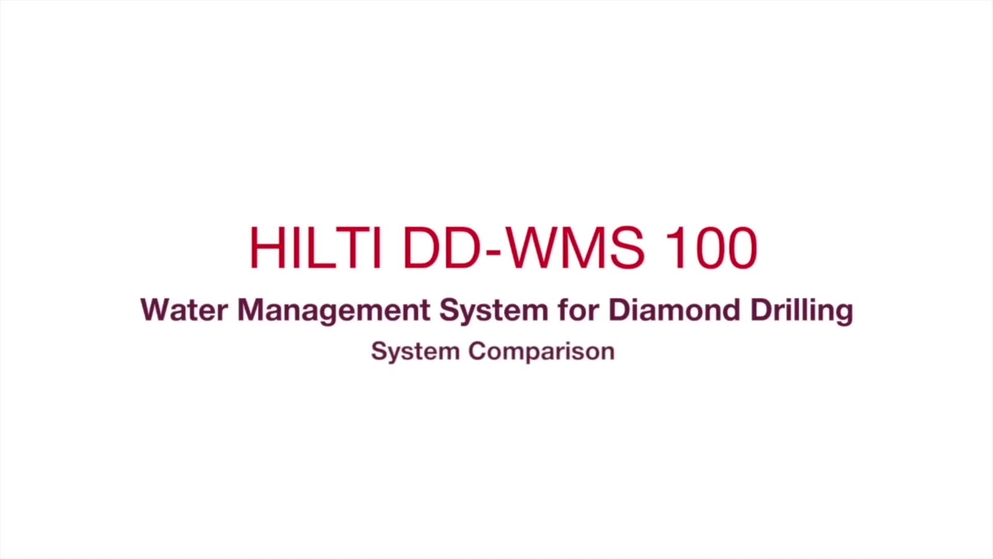 Product video showing comparison between coring holes with and without DD-WMS 100 system. HNA edit includes disclaimers about difference in product offering vs. what is shown in video.