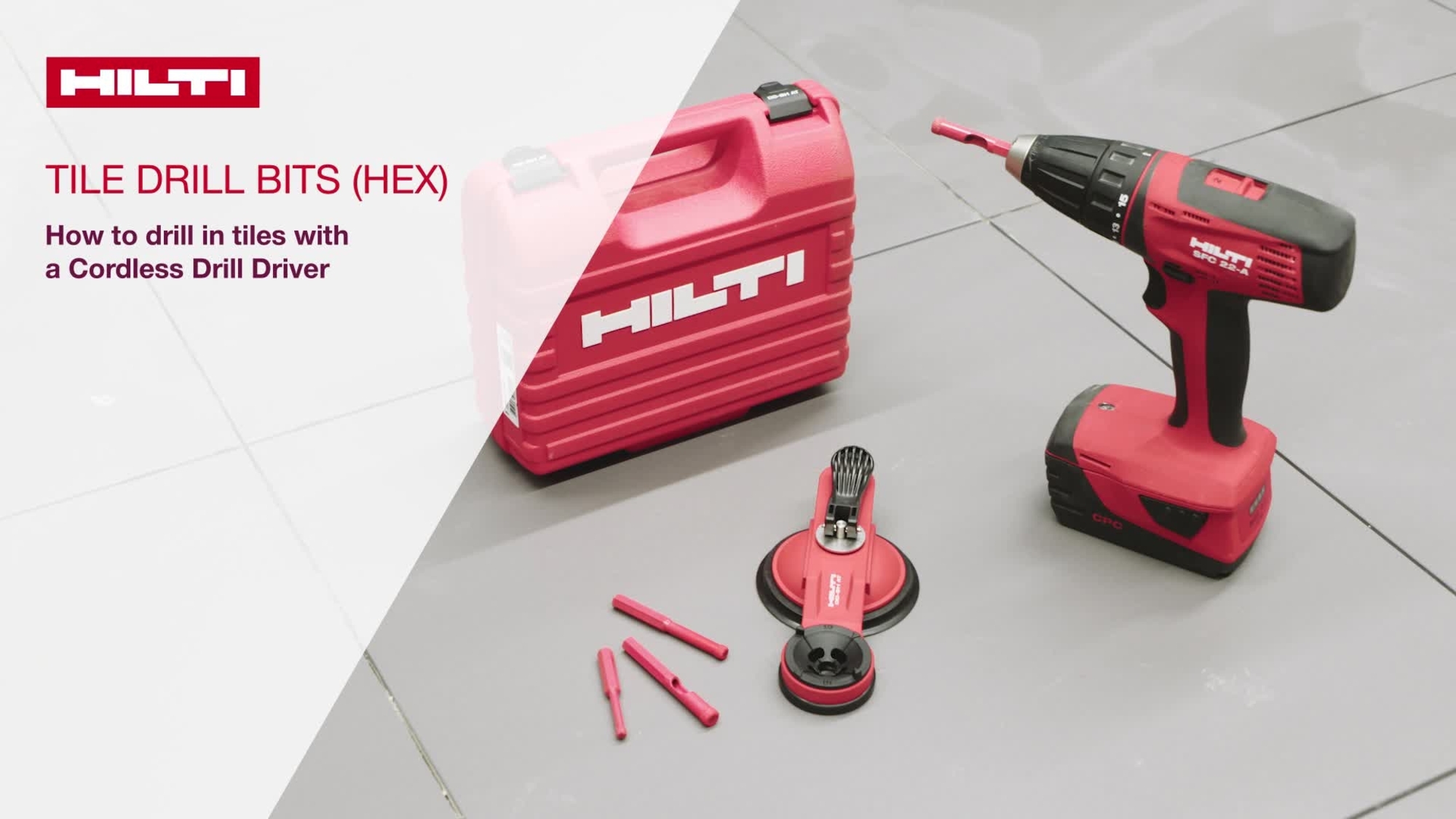 Learn the right technique and drill a precise hole in tiles with a Tile Drill Bit HEX and a Cordless Drill Driver