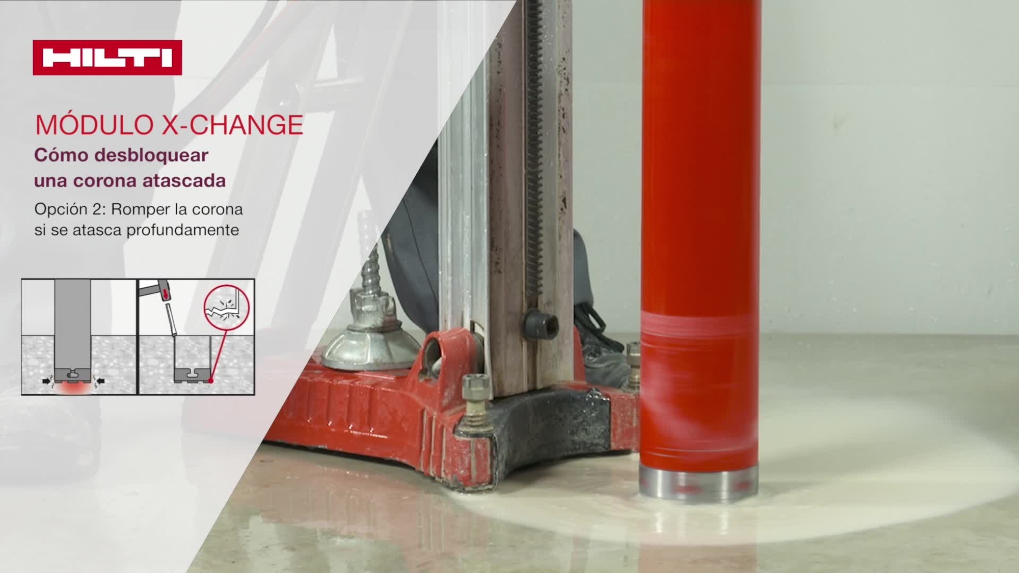 Vídeo tutorial: instrucciones para desatascar fácilmente la broca corona con el módulo X-Change cuando se atasca a mucha profundidad