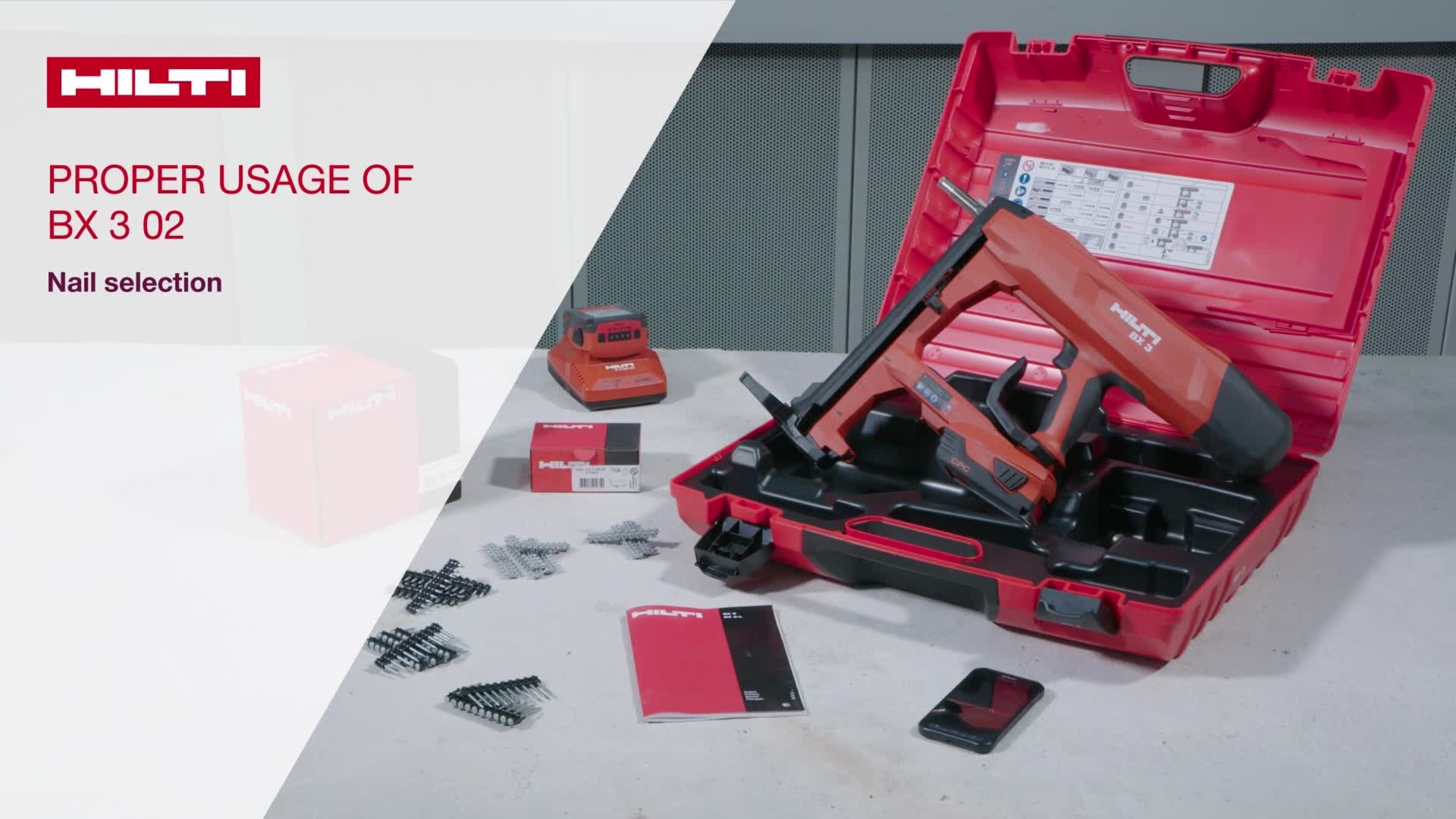 Nail selection video for BX 3 02: gives an overview over the nails applicable for the BX 3 02 and shows which nail type and length works best for certain applications.