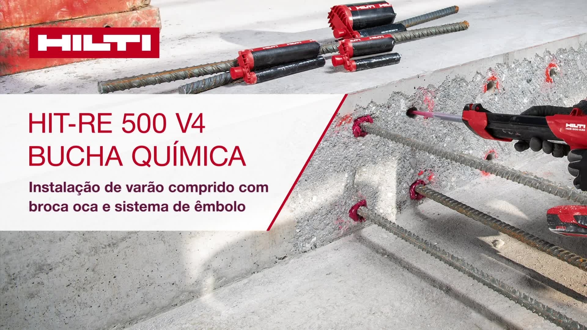 RE 500 V4 para o embutimento profundo na instalação de varão de aço com broca oca e bocal misturador