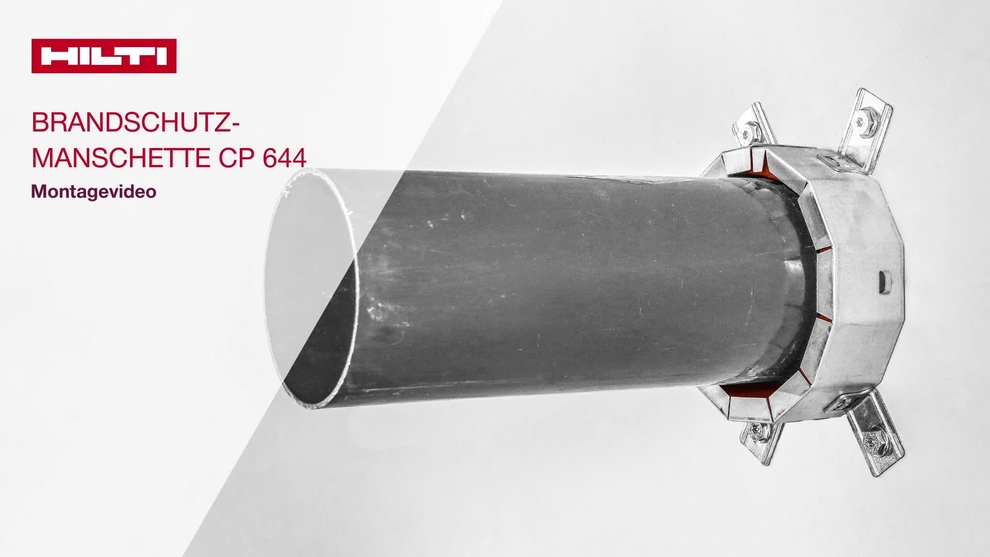 Cette vidéo présente comment installer correctement le collier coupe-feu Hilti CP 644 conformément à l'homologation DIN. 