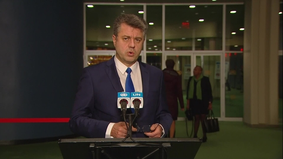 Urmas Reinsalu (Estonia) on Ukraine - General Assembly Media Stakeout