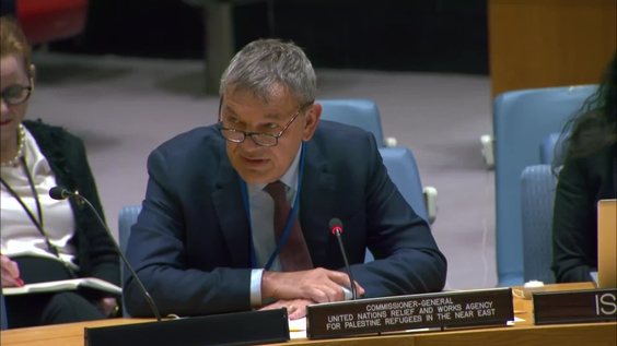 Philippe Lazzarini (UNRWA) on the situation in the Middle East, including the Palestinian question - Security Council, 9607th meeting