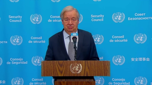António Guterres (UN Secretary-General) Congratulating the 2026 Nobel Peace Prize Winner - Security Council Media Stakeout