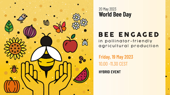 Bee engaged in pollinator-friendly agricultural production