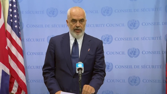 Edi Rama (Albania) on Upholding the purposes and principles of the UN Charter through effective multilateralism - Security Council Media Stakeout