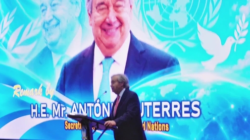 António Guterres (UN Secretary-General) addresses Peacekeeping troops in Indonesia