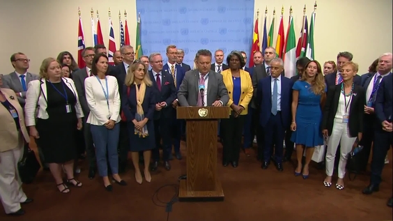 Sergiy Kyslytsa (Ukraine) along with the United Nations Member states on the Six Months of Russia/Ukraine Conflict - Security Council Media Stakeout
