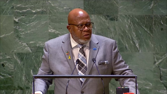 Dennis Francis  (President of the General Assembly) at the General Assembly: 64th plenary meeting, 78th session - International Day of Remembrance of Victims of Slavery and Transatlantic Slave Trade