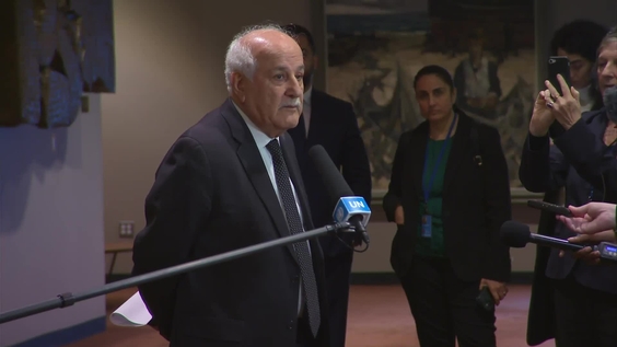 Riyad H. Mansour (Palestine) on the the Middle East - Security Council Media Stakeout