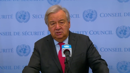UN Secretary-General António Guterres on the situation in Gaza - Security Council Media Stakeout