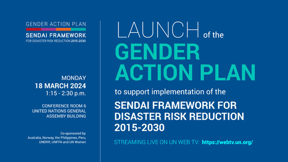 Launch of the Gender Action Plan to support implementation of the Sendai Framework for Disaster Risk Reduction 2015-2030 (CSW68 Side Event)