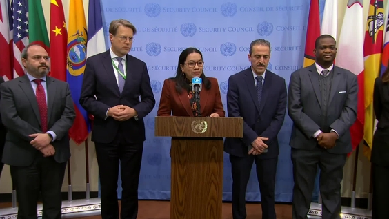 Joint statement delivered by Carolyn Rodrigues-Birkett (Guyana, Security Council President) on the safety and security of UN personnel in Gaza- Security Council Media Stakeout