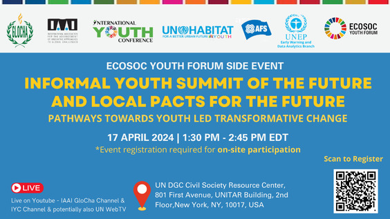 Informal Youth Summit of the Future and Local Pacts for the Future –Pathways towards youth led transformative change (Youth Forum Side Event)