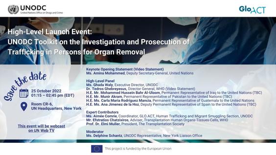 High-Level Launch Event: UNODC Toolkit on the Investigation and Prosecution of Trafficking in Persons for Organ Removal