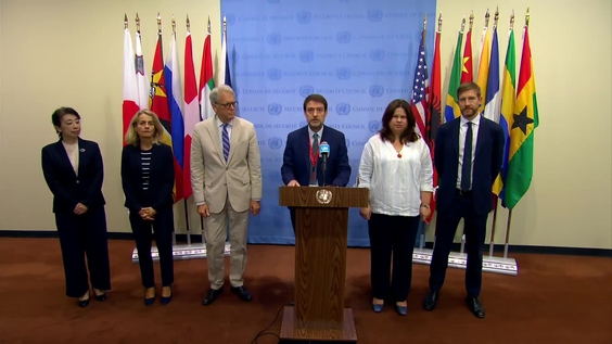 Ferit Hoxha (Albania) on behalf of France, Japan, Malta, United Kingdom, and United States, on Georgia  - Security Council Media Stakeout