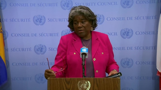 Linda Thomas-Greenfield (United States) on the situation in the Middle East, including the Palestinian question - Security Council Media Stakeout