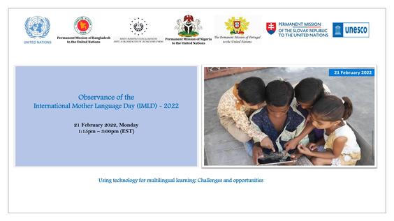 &quot;Using technology for multilingual learning: Challenges and opportunities&quot; - International Mother Language Day 2022