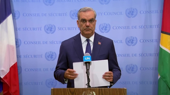 Luis Rodolfo Abinader Corona (Dominican Republic) on climate, food security and conflict, particularly the situation that is affecting Haiti - Security Council Media Stakeout