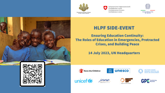 Ensuring Education Continuity: The Roles of Education in Emergencies, Protracted Crises, and Building Peace (HLPF 2023 Side Event)
