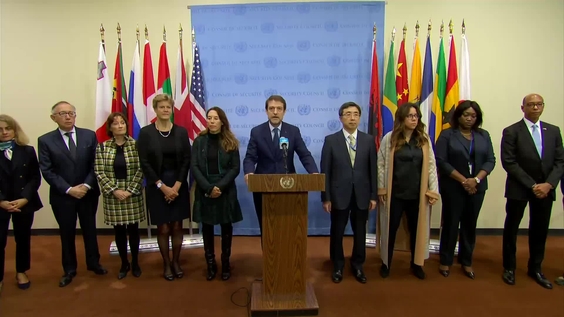 Ferit Hoxha (Albania, SC President), on behalf of the Security Council signatories of the Statement of Shared Commitments for the principles of WPS, on the situation of women in Afghanistan – Security Council Media Stakeout