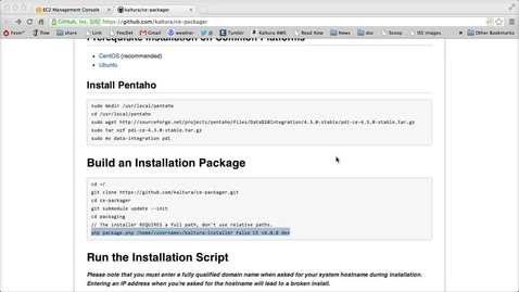 Thumbnail for  Kaltura CE Package and Install on Amazon EC2 - Part 2 - Packaging Source and Installation
