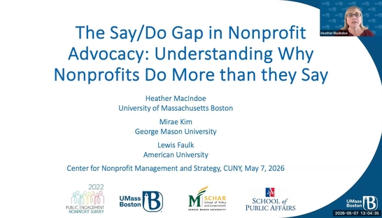 The Say/Do Gap in Nonprofit Advocacy : Understanding Why Nonprofits Do More than they Say