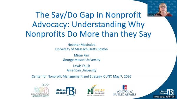 The Say/Do Gap in Nonprofit Advocacy : Understanding Why Nonprofits Do More than they Say episode artwork