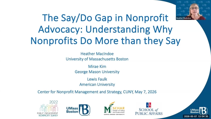 The Say/Do Gap in Nonprofit Advocacy : Understanding Why Nonprofits Do More than they Say