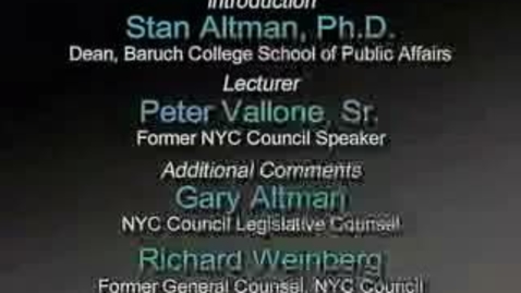 Thumbnail for Peter Vallone on NYC and the State Government