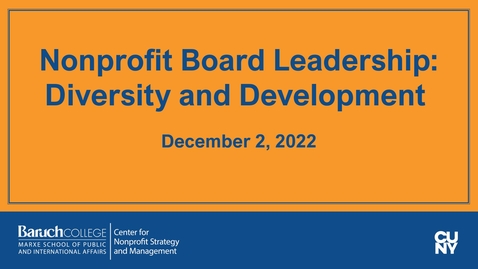 Thumbnail for Nonprofit Board Leadership: Diversity and Development