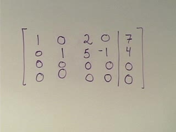 Chapter 2.4 Inconsistent Linear Systems and Systems with Infinitely Many Solutions - 18) Another Example with 4x5 Matrix