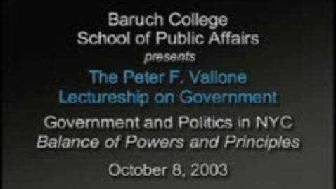 Thumbnail for Peter Vallone on Balance of Powers and Principles