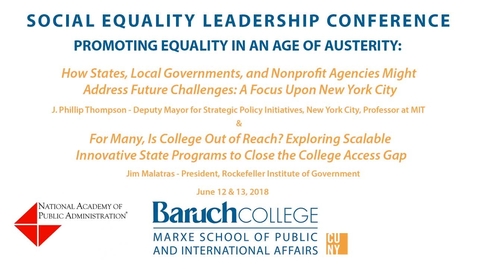 Thumbnail for Social Equality Leadership Conference. Promoting Equality in an Age of Austerity.