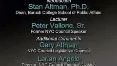 Thumbnail for Peter Vallone on New York City Budget